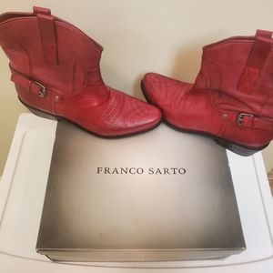 Franco Sarto Western Waco Italian Leather Boot, Wine Red, Size 7.5 Womens